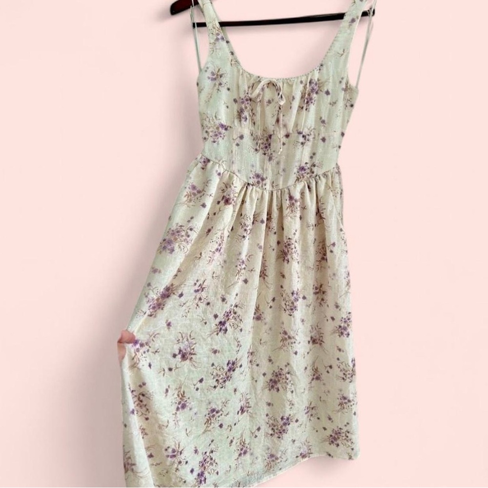 Jessica Simpson Cream Midi Dress with Purple Floral Print - Picture 6 of 13